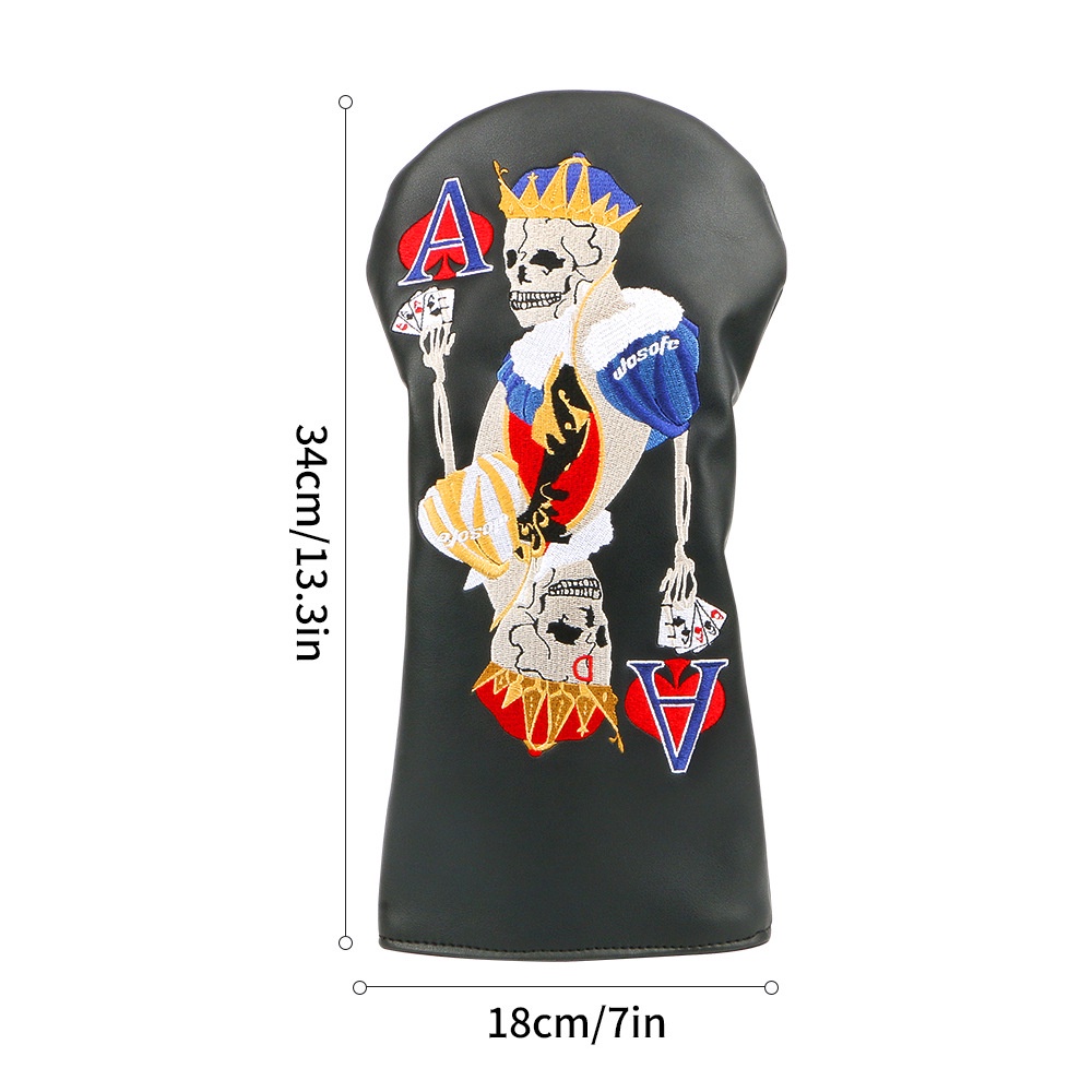 Vỏ Bọc Bảo Vệ Đầu Gậy Đánh Golf Thêu Hình Đầu Lâu Tinh Tế Mới