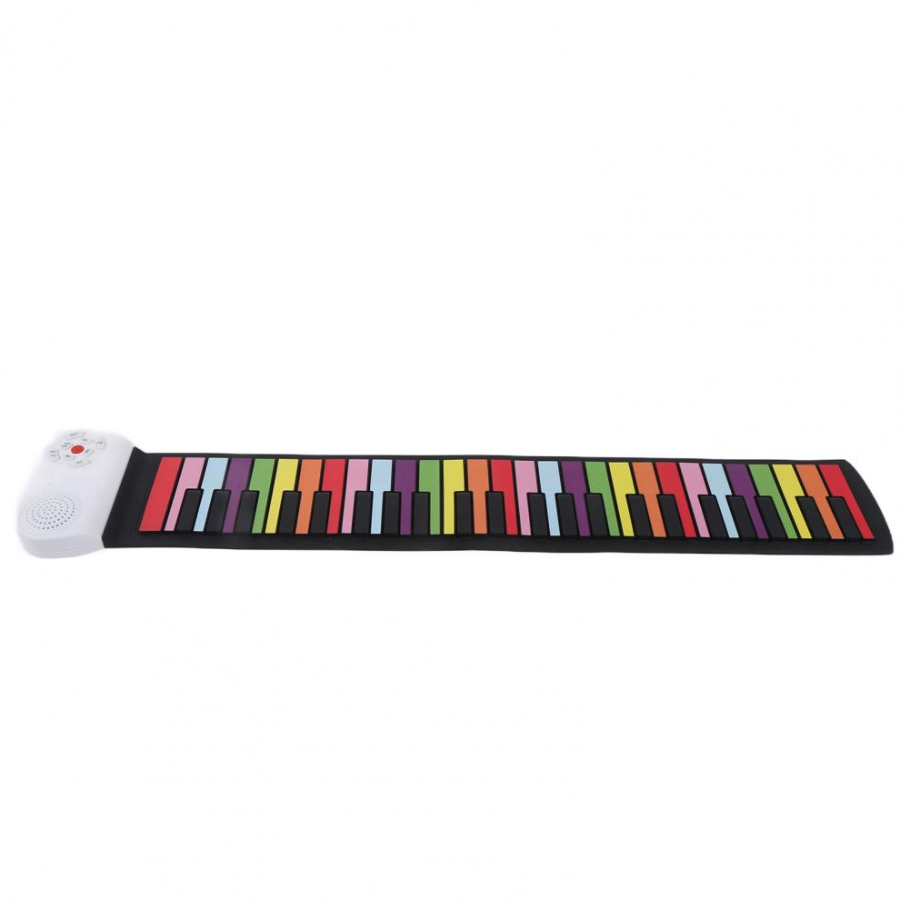 Đàn Piano Cuộn Soft Keyboard Piano, Roll Up Piano 49 phím Bàn cầu vồng linh hoạt dành cho trẻ em Nhạc cụ gấp di động EP‑17 AKOASM