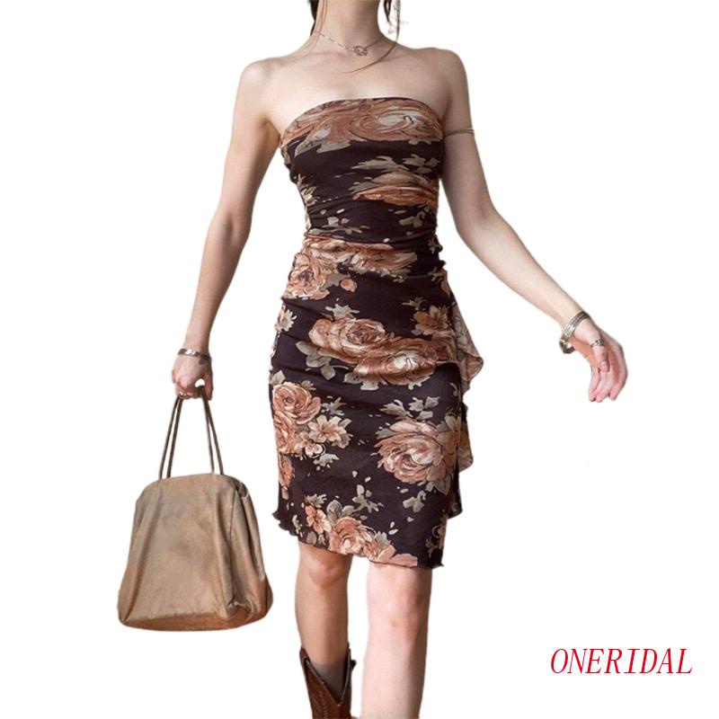 Đầm Ôm Dáng Không Dây In Họa Tiết Hoa Quyến Rũ Dành Cho Nữ