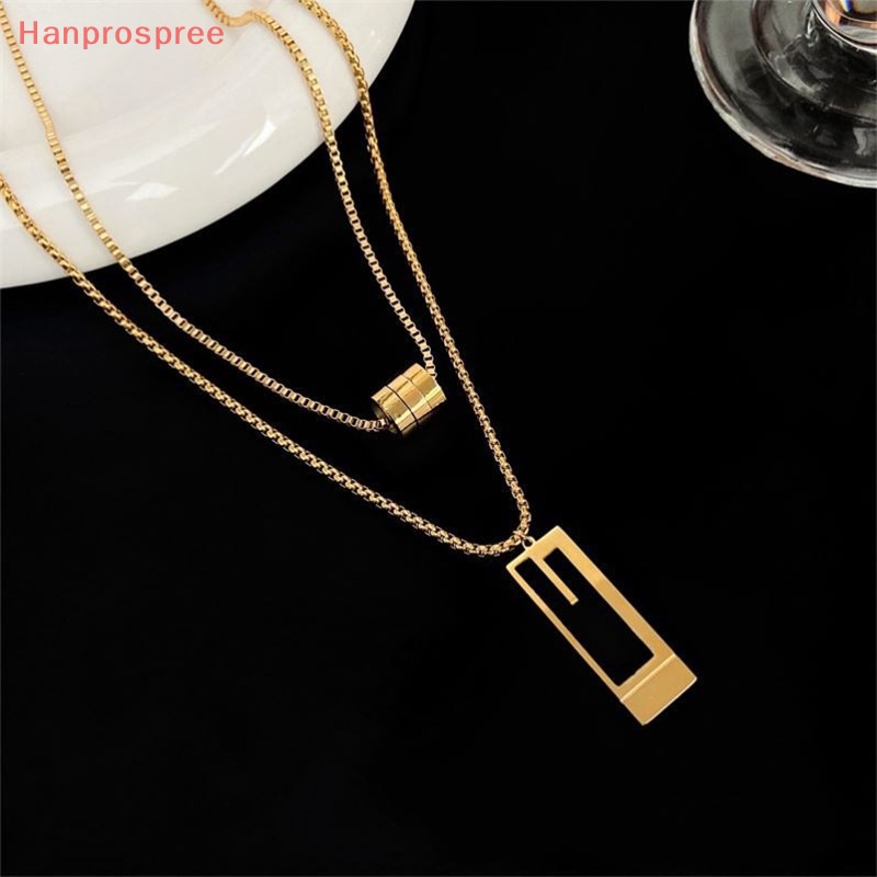 Vòng cổ Hai Lớp Mặt Vuông Bằng Hợp Kim Màu Vàng Thời Trang Dành Cho Nữ