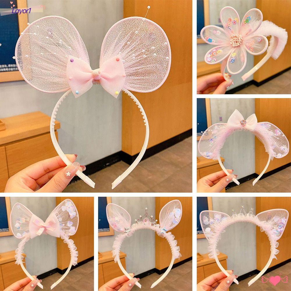 Layor1 Băng Đô Cài Tóc Hình Vương Miện Hoạt Hình Có Nước Kim Tuyến Làm