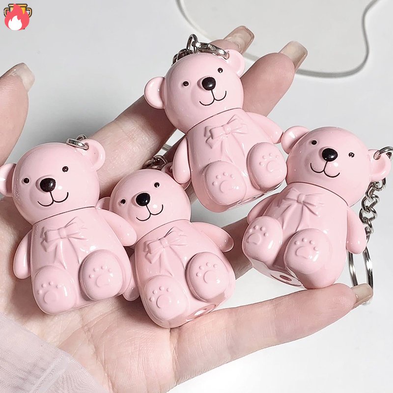 Son Bóng 5 Màu Tự Nhiên Dạng Móc Khóa Hình Gấu Dễ Thương