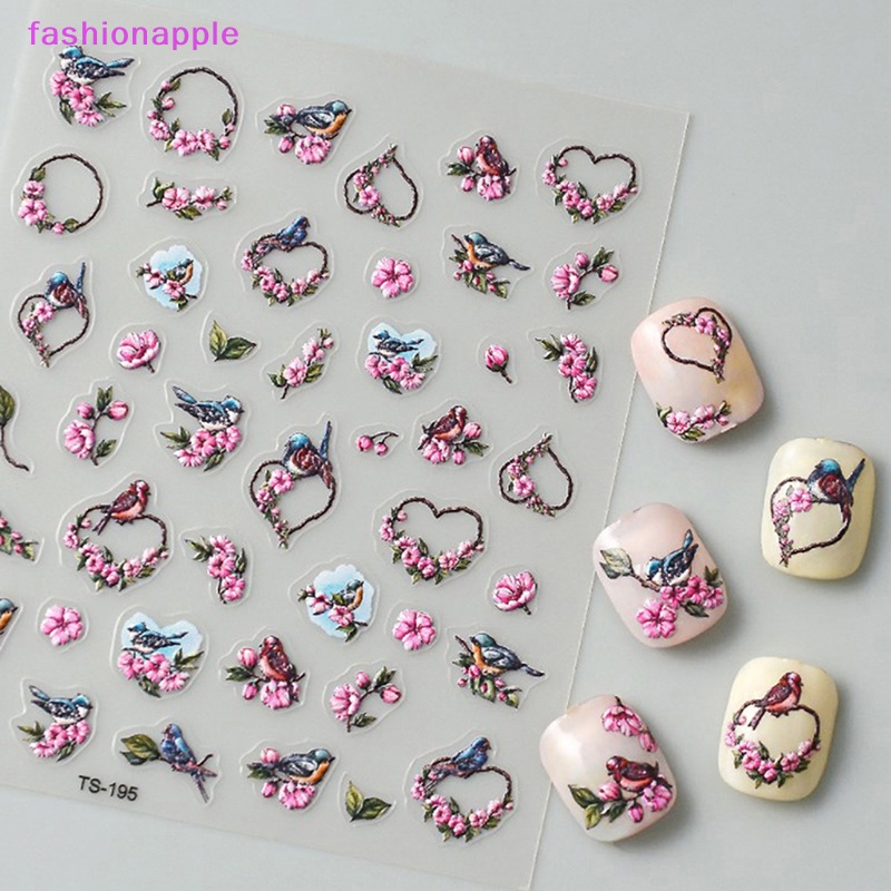 Miếng Dán Trang Trí Móng Tay Họa Tiết Hoa 5D Cho Nữ