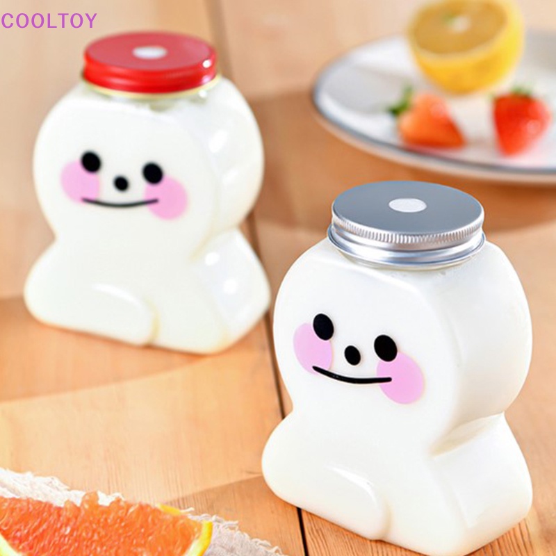 1 Bình Đựng Nước Ép / Trà Sữa Bằng Nhựa Trong Suốt In Hoạt Hình Sáng Tạo 400ML