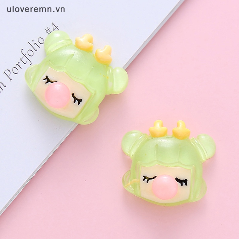 Bộ 5 Phụ Kiện Đầu Cô Gái Thổi Bong Bóng Trong Suốt DIY Trang Trí Điện Thoại