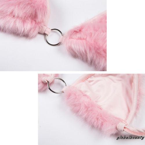 Áo Ngực Vải Lông Màu Sắc Trơn Phối Dây Cột Gợi Cảm Cho Nữ