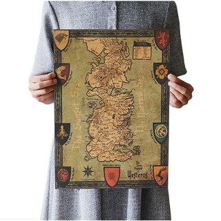 Poster Phim Game of Thrones Bằng Giấy Kraft Trang Trí Quán Cà Phê