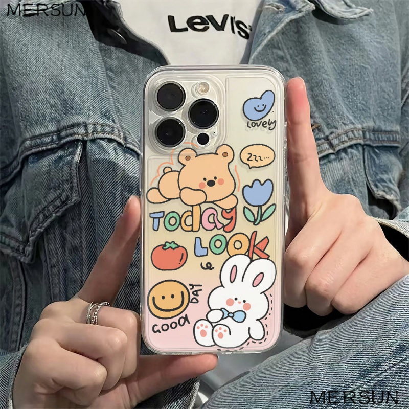 ✅Ốp Điện Thoại Dẻo Họa Tiết Chú Thỏ / Gấu Dễ Thương Chống Sốc Cho Iphone1213 6Pro11Max plus78 R6GA 14Pro