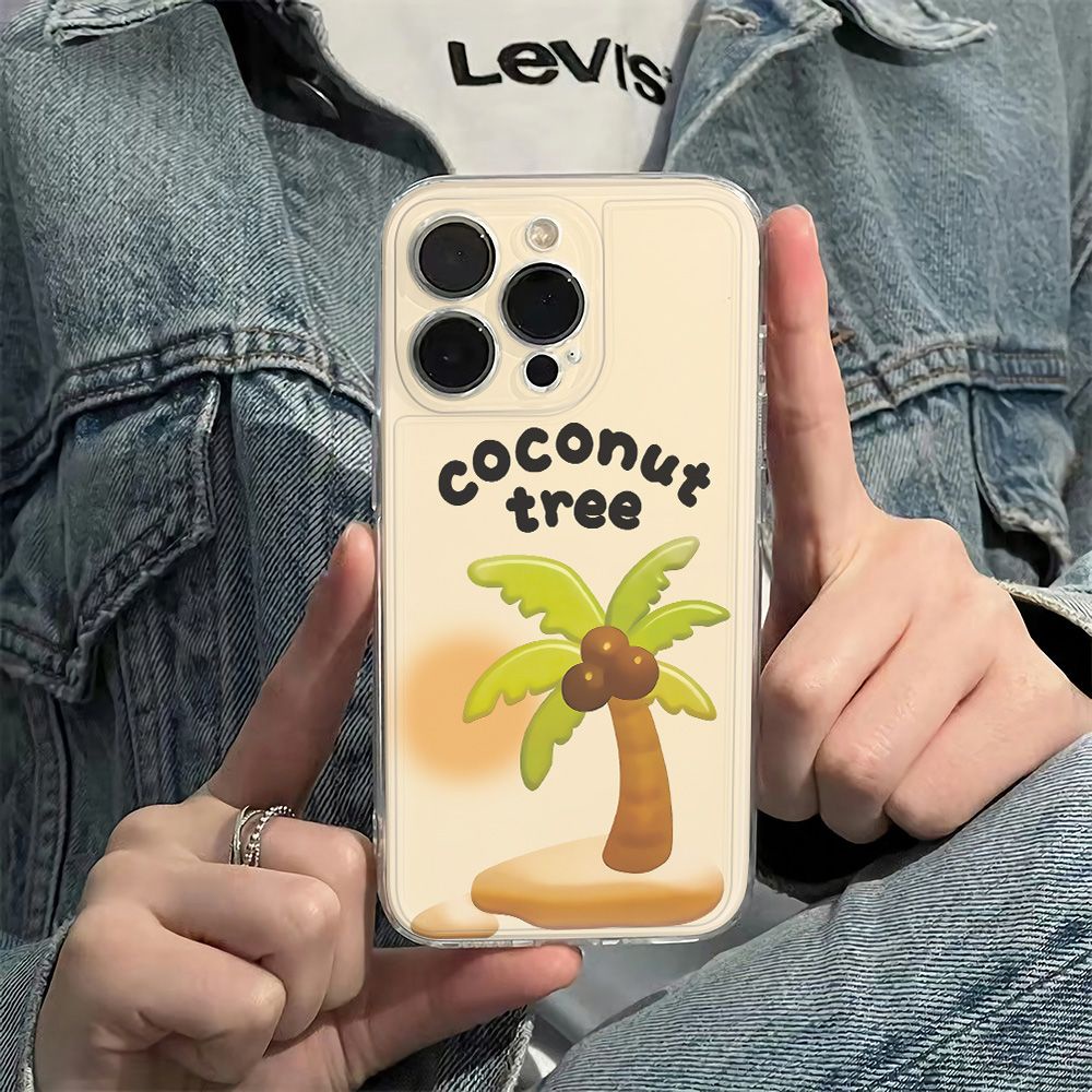 ✅Ốp Điện Thoại Mềm Chống Sốc In Hình Cây Dừa Cho Apple 14pro 7811 6Splus max13iPhone12 Sun WPL4