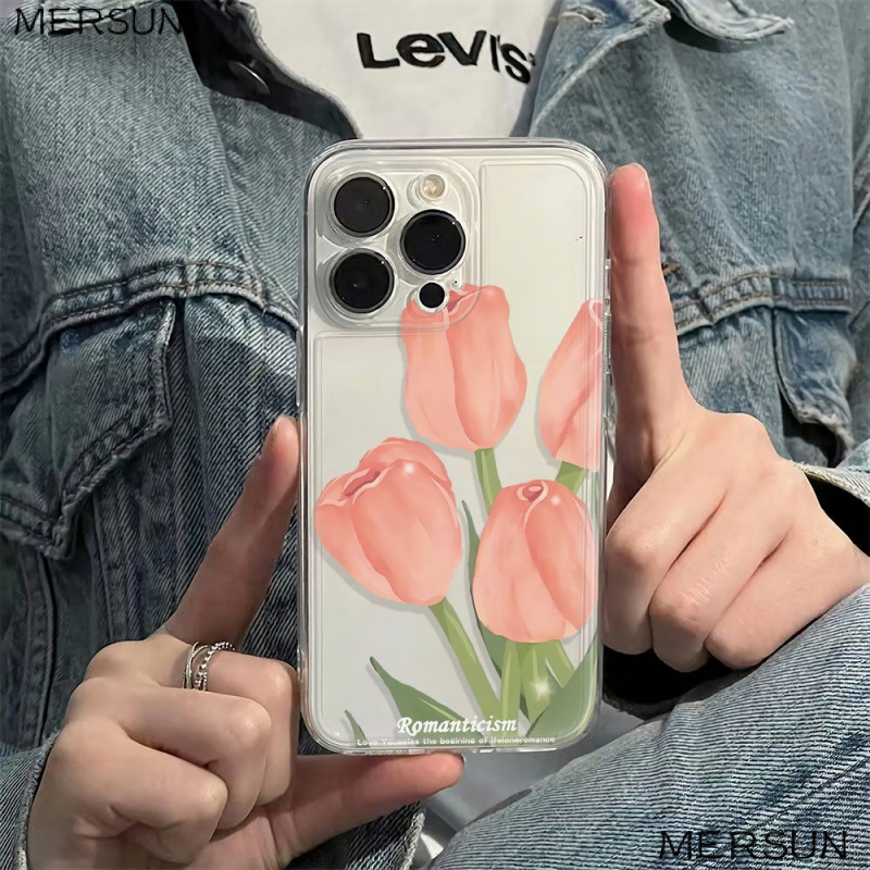 ✅Ốp Điện Thoại Mềm Chống Sốc In Chữ Tiếng Anh / Hoa Tulip Cho Iphone 14pro 13 11max 6In 78piPhone12 PND8