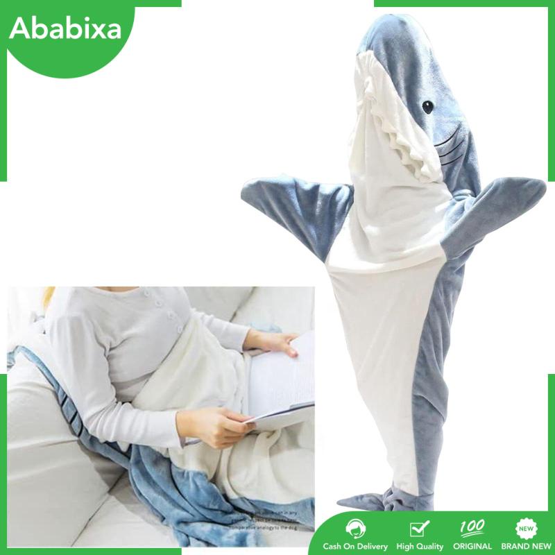 [Ababixa] Chăn Bông Ngủ Có Mũ Trùm Hình Cá Mập Dễ Thương Dùng Hóa Trang Ấm Áp