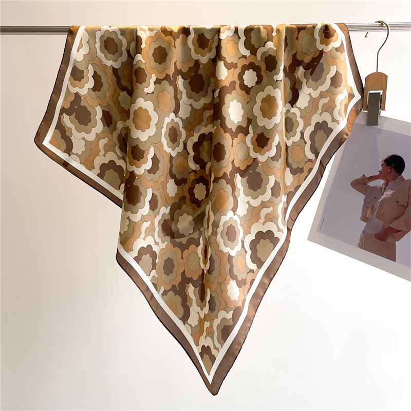 Khăn Choàng Cổ Hình Vuông 70x 70cm Bằng Lụa In Họa Tiết Hoa Sang Trọng Thời Trang Cho Nữ