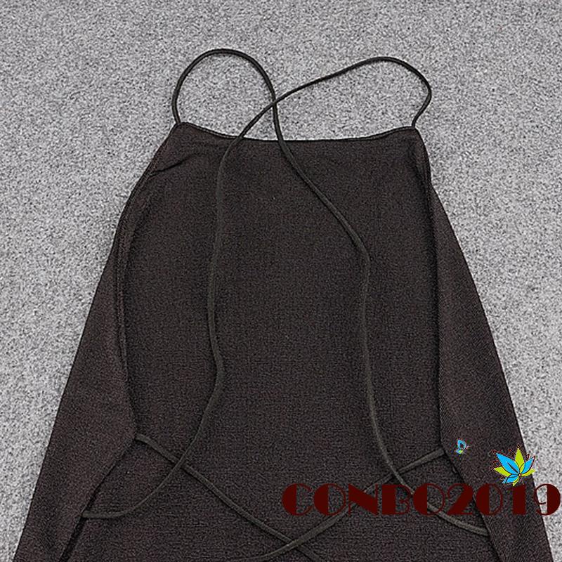 Áo liền quần Hai Dây Hở Lưng Màu Trơn Dáng Ôm Gợi Cảm Cho Nữ