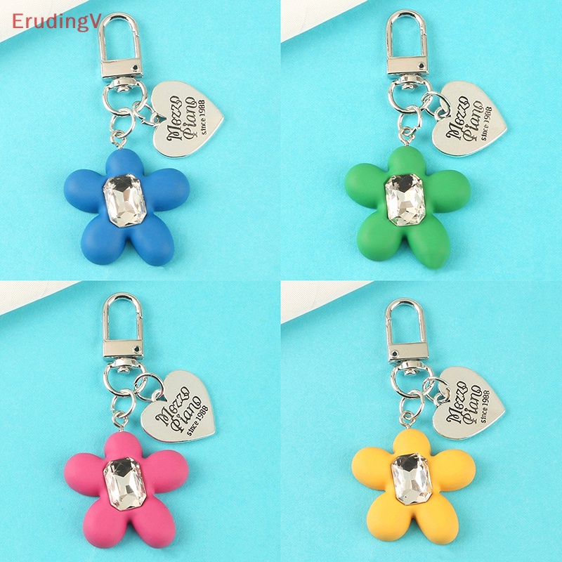[ErudingV] Móc Khóa Ba Lô / Túi Xách Trang Trí Hình Hoa Trái Tim Đá Quý Màu Sắc