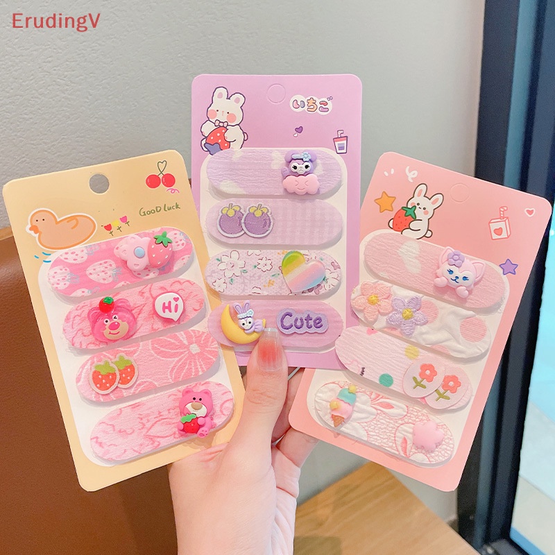 Bộ 4 Kẹp Tóc Họa Tiết Hoạt Hình Dễ Thương Cho Bé Gái