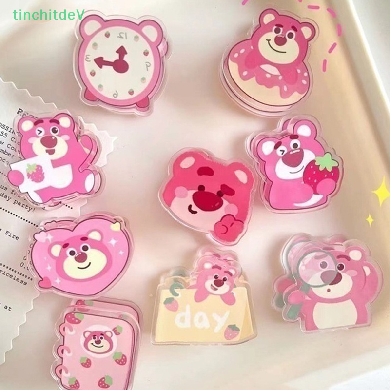1 Kẹp Giấy / Kế Hoạch Bằng Acrylic Hình Gấu / Dâu Tây Dễ Thương Trang Trí Văn Phòng / Trường Học