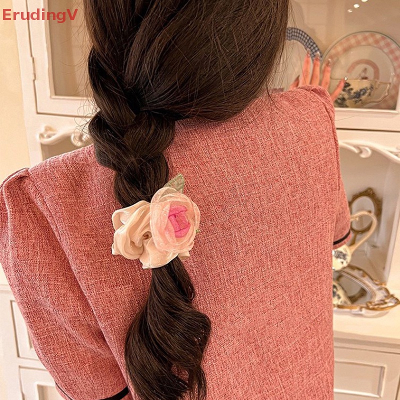 [ErudingV] Kẹp Tóc Đuôi Ngựa Sợi Lụa Cao Cấp Co Giãn Hình Hoa Lá Mùa Hè Cho Nữ [Mới]