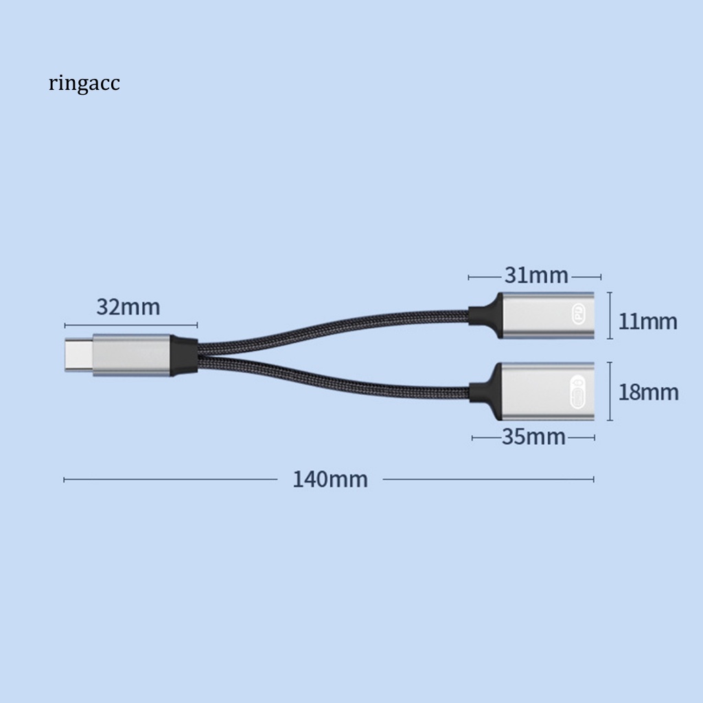 Cáp Sạc Nhanh USB Type C 2 Trong 1 Tốc Độ Cao Cho Máy Tính