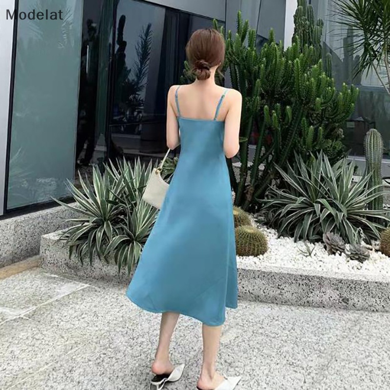 Mfc Đầm Midi Hai Dây Mỏng Mùa Hè Thanh Lịch Cho Nữ WTD