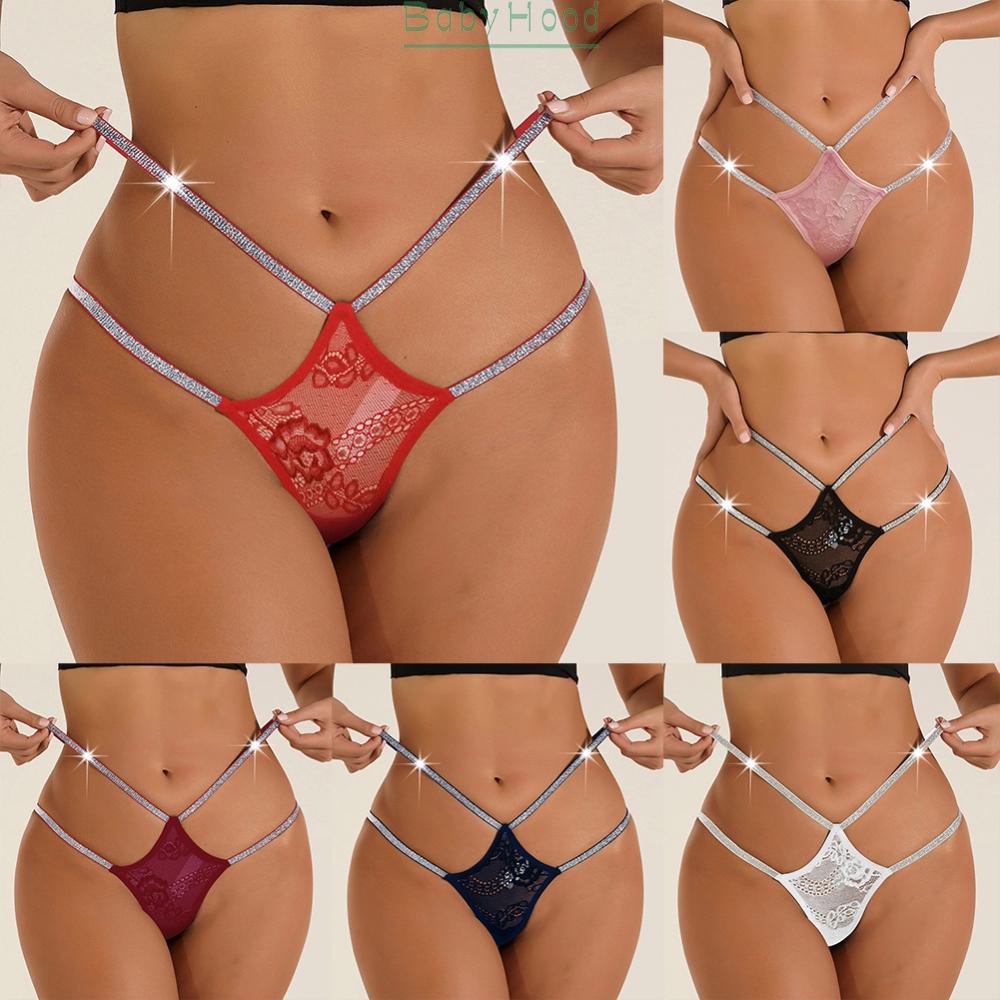 【Big Discounts】Womens Thongs Hollow Out Knickers Lace Low Waist Panties Rhinestone SOft#BBHOOD