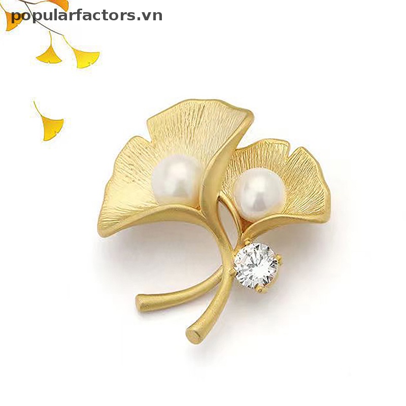 Ghim Cài Áo Hình Chiếc Lá Đính Ngọc Trai Nhân Tạo Thời Trang