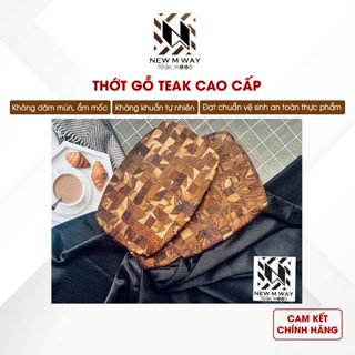 Thớt Gỗ Teak Oval Đầu Cây Cao Cấp NEW M WAY Giá Xưởng Mua Combo 2 Chiếc Tặng Kèm Giá Đỡ Thớt