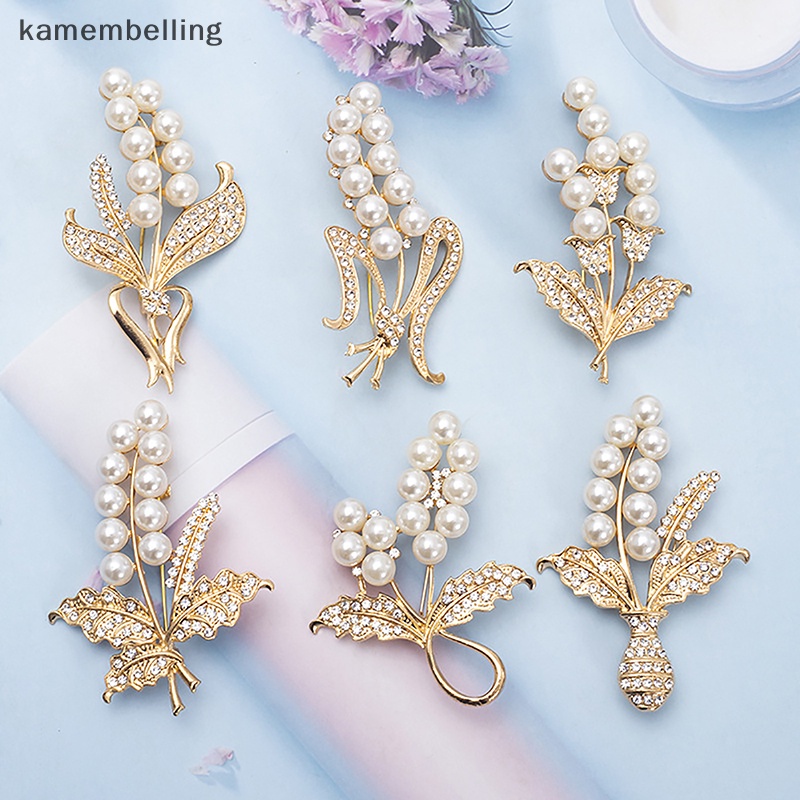 Ghim Cài Cổ Áo Hình Lúa Mạch Đính Đá Ngọc Trai Thời Trang Chống Thất Lạc Cho Nữ