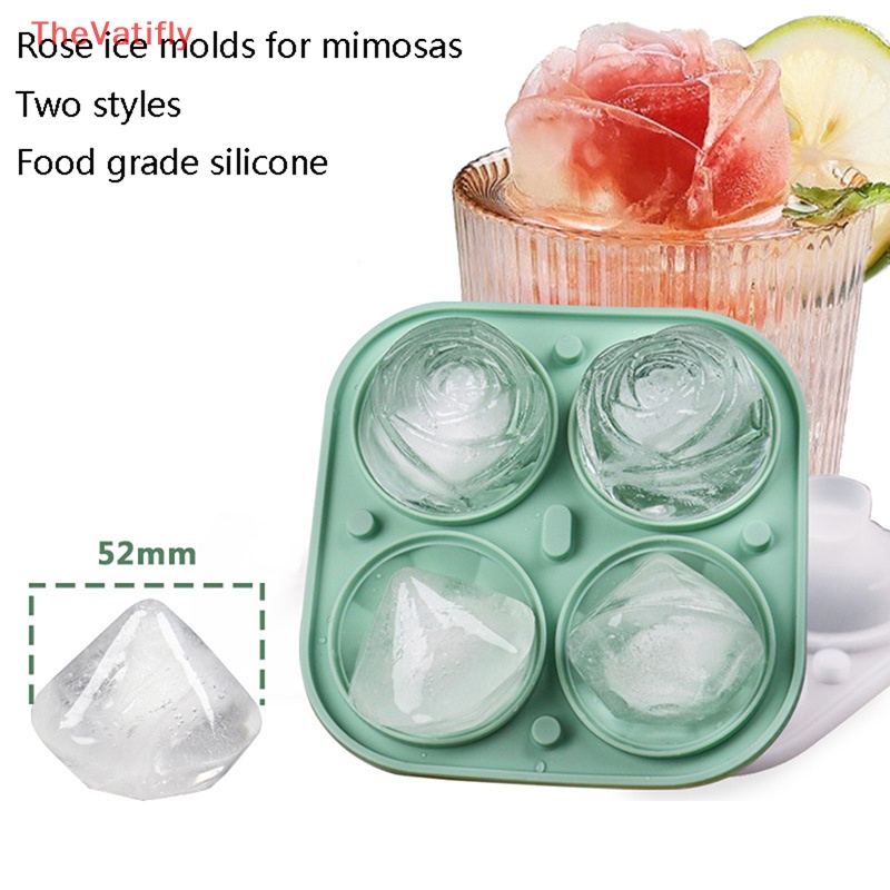 Khuôn Silicone Làm Đá Viên Hình Hoa Hồng 4 Lỗ Có Thể Tái Sử Dụng