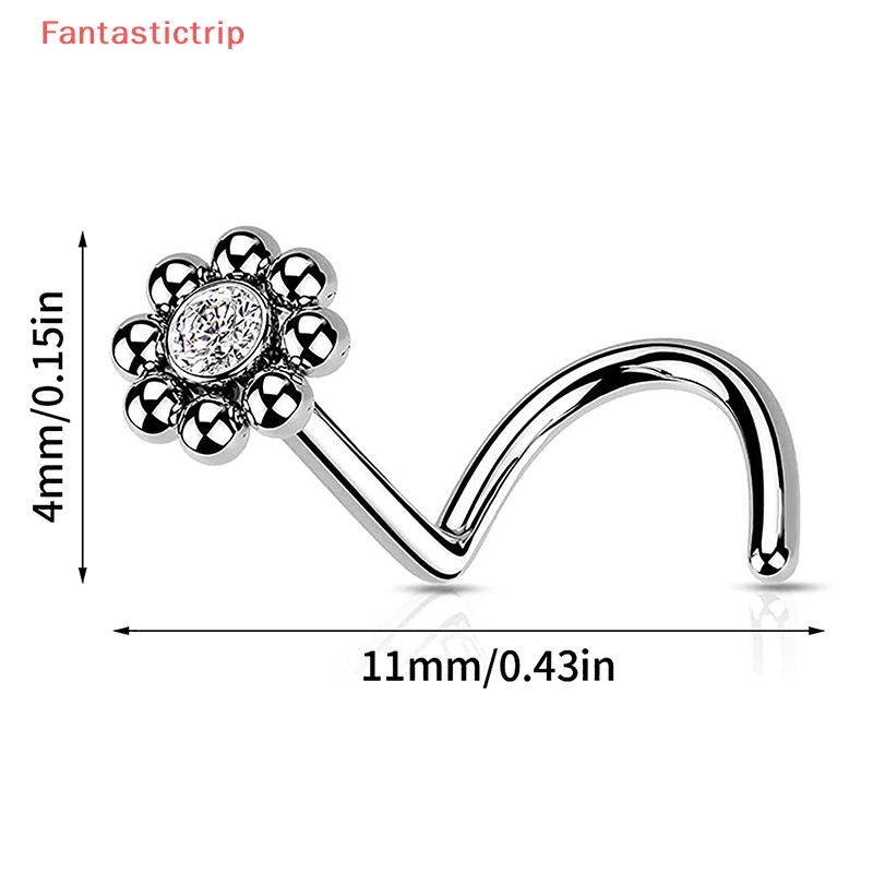 Khuyên Mũi Inox Trong Suốt Hình Bông Hoa Dễ Thương Cho Nữ