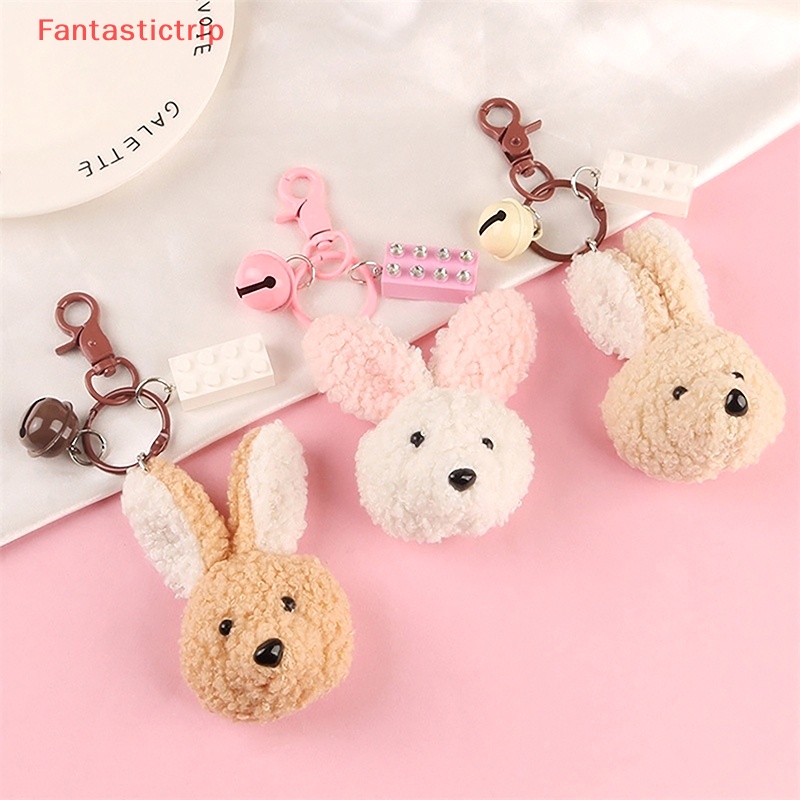 [Fantastictrip] Móc Khóa Thỏ Bông Tai To Dễ Thương Trang Trí Ba Lô / Ô Tô