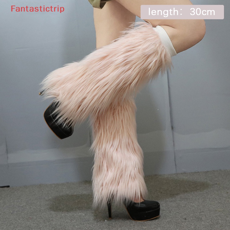 [Fantastictrip] Vớ Ống Chân Dài Bằng Lông Giả Màu Trơn Giữ Ấm Mùa Đông Phong Cách Harajuku Gothic Mới Cho Nữ