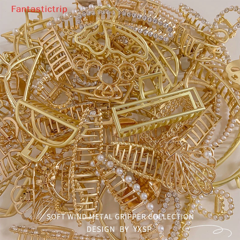 1 Kẹp Tóc Bướm Kim Loại Màu Vàng Cỡ Lớn Thời Trang Dành Cho Nữ