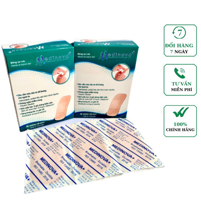 Miếng dán băng gâu Urgo Tinh Dầu Xanh 30 miếng loại bản to Medinova