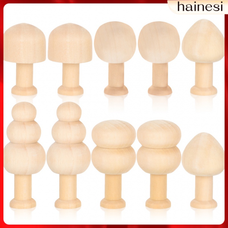 Set 10 Mô Hình Nấm Gỗ Không Sơn Độc Đáo Cho Bé