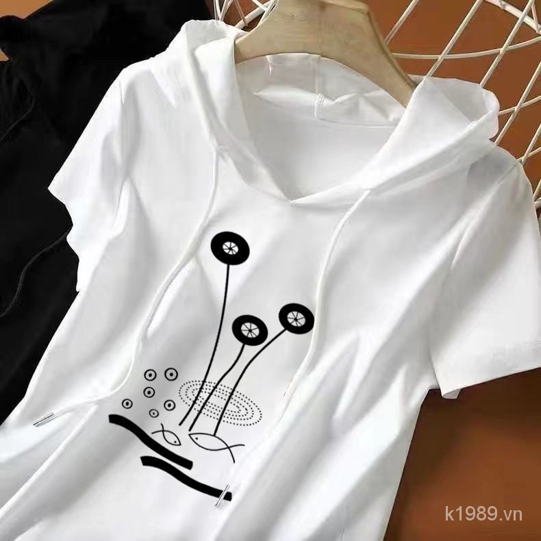 Áo Hoodie Tay Ngắn Dáng Rộng Phong Cách Hàn Quốc Thời Trang Mới 2023 Cho Nữ