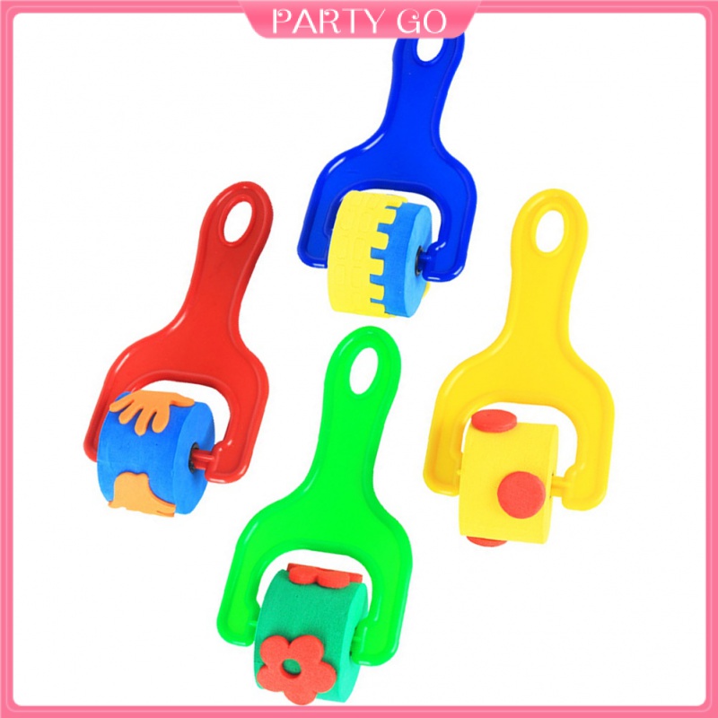 4Pcs Drawing Sponge Roller Brush Kids Paint Graffiti DIY Tool Painting Supplies,Random Style