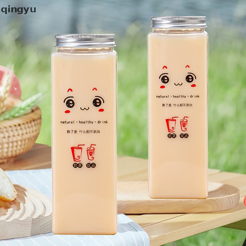 Cốc Uống Trà Sữa Hình Vuông 500ml In Họa Tiết Hoạt Hình Dễ Thương Dùng Một Lần