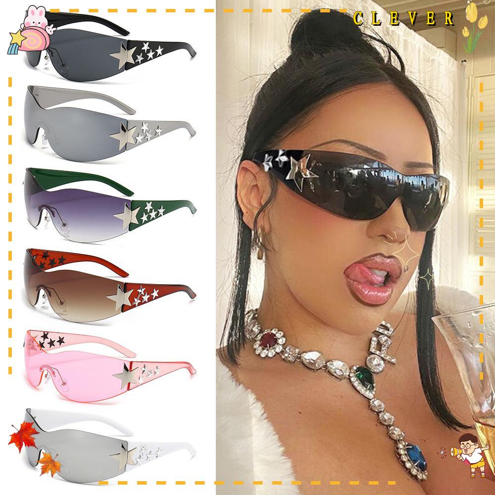 Kính Mát Tròng Đen Chống Tia UV400 Y2K Không Viền Thời Trang Cho Nam Và Nữ