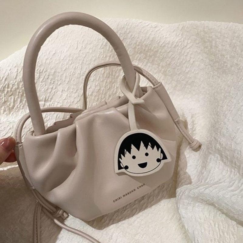 Túi Đeo Chéo Hình Đám Mây Mềm Mại Màu Trơn Dễ Thương Cho Nữ