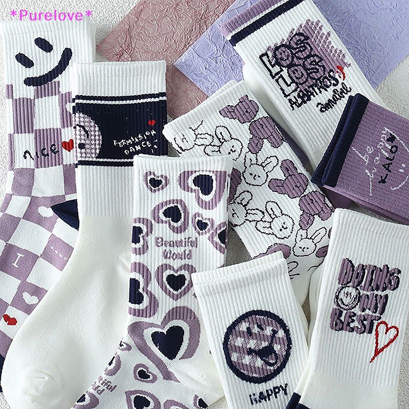 1 Đôi Vớ Thể Thao Bằng Polyester In Họa Tiết Hoạt Hình Vui Nhộn Phong Cách Harajuku Cho Nam Và Nữ Mới