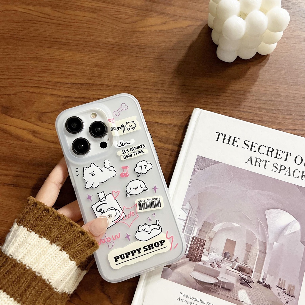 Ốp Điện Thoại Tpu Dẻo Trong Suốt Họa Tiết Hoạt Hình Chú Chó Dễ Thương Chống Sốc Cho iPhone 14 13 12 11 Pro Max