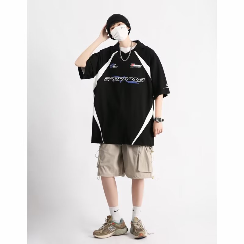 Áo Thun polo Thể Thao Tay Ngắn Dáng Rộng Phong Cách Hip Hop Đường Phố Mỹ Cho Nam
