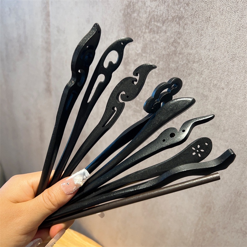 Trâm Cài Tóc Bằng Gỗ Mun Thiết Kế Đơn Giản Phong Cách Trung Hoa Cổ Điển Cho Nữ