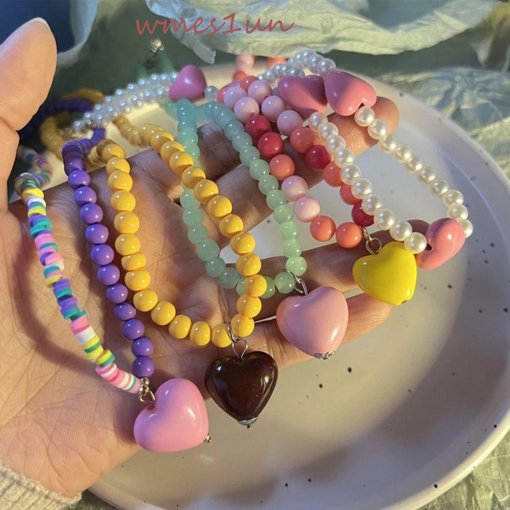 Vòng cổ Hợp Kim Y2K Màu Sắc Cầu Vồng Phong Cách Retro Hàn Quốc WMES15H