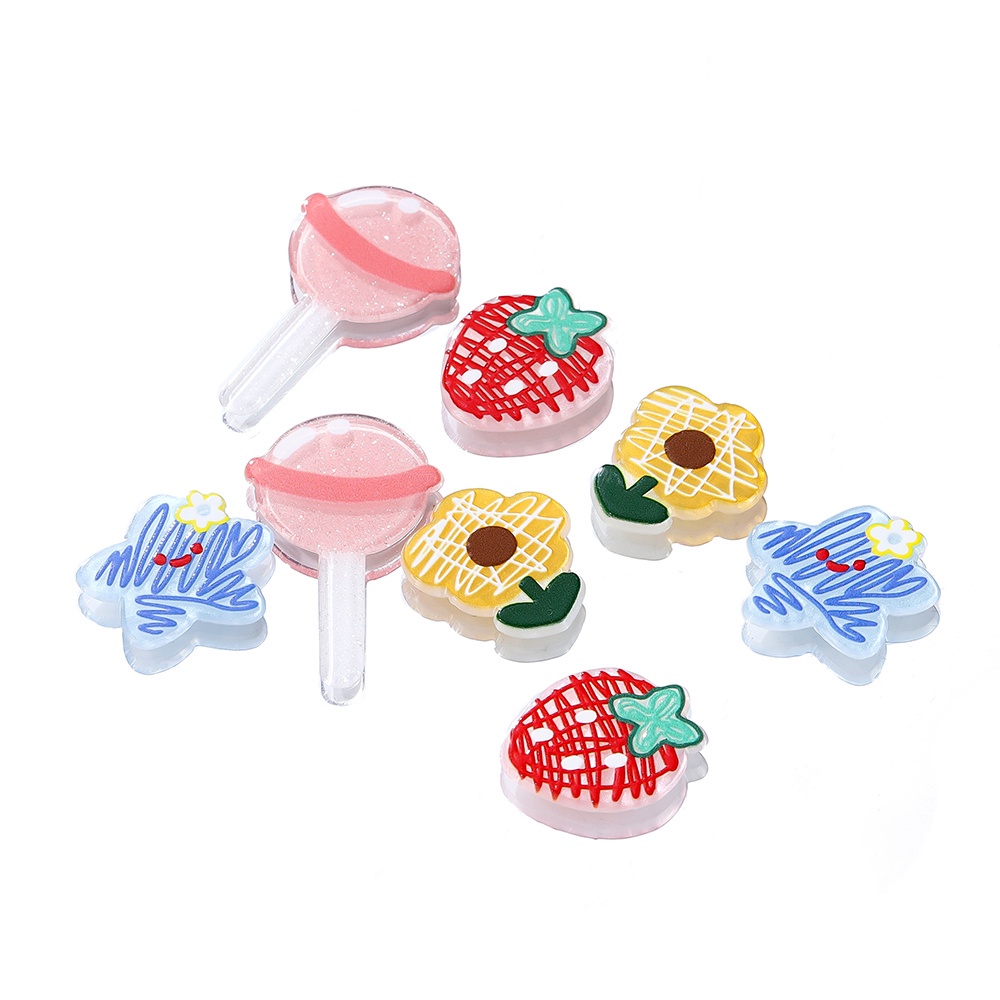 Bộ 4-10 Tấm Nhựa Acrylic In Hình Dâu Tây / Ngôi Sao Năm Cánh Dùng Làm Móc Khóa / Điện Thoại / Trang Sức DIY