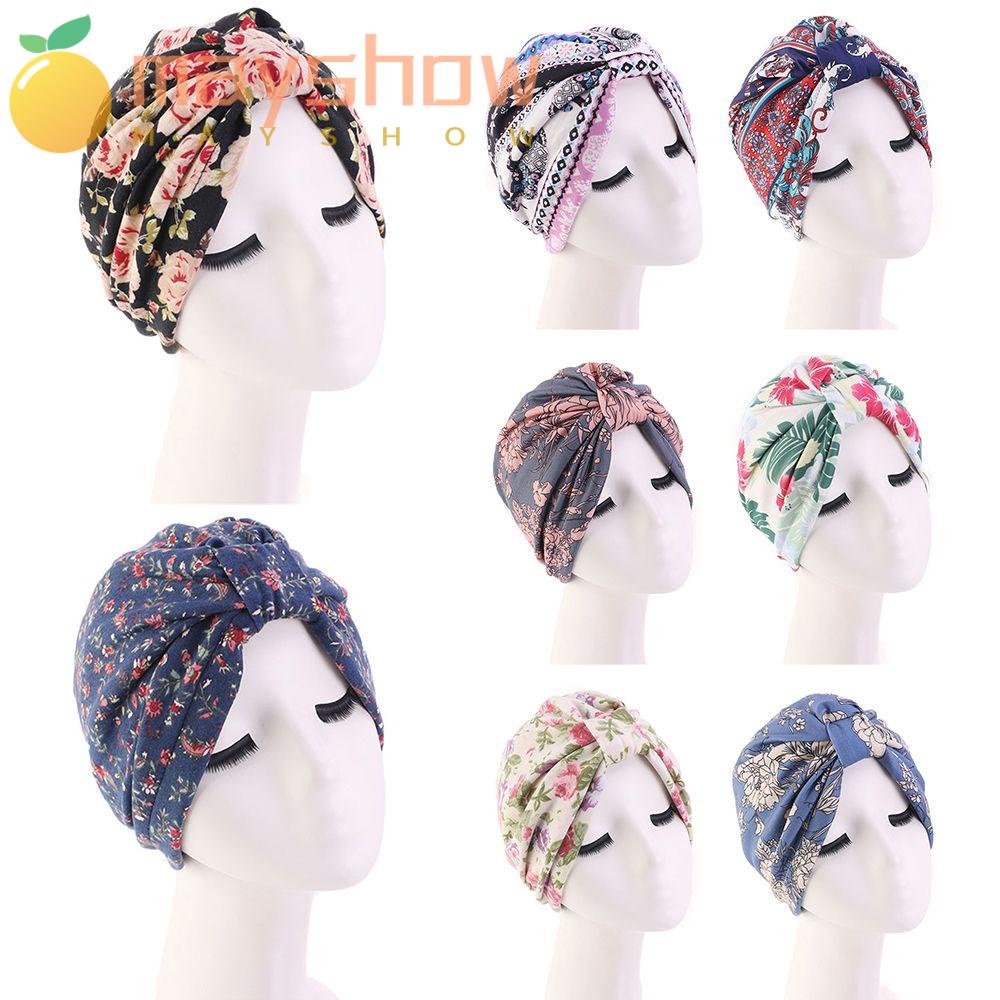 Mũ Turban Thắt Nút Bằng Cotton In Họa Tiết Hoa