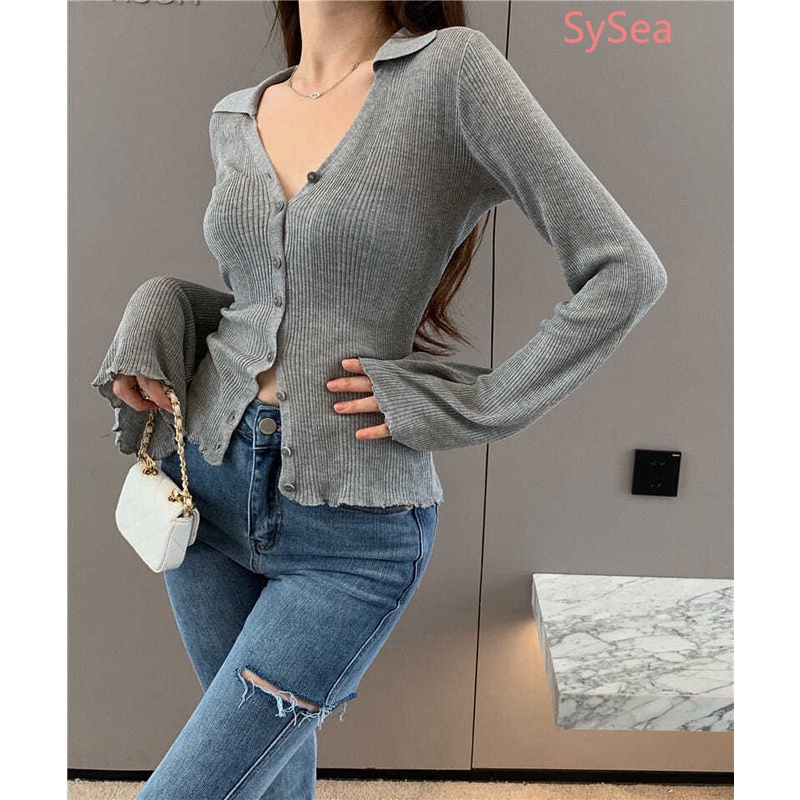 Áo Kiểu Cổ Chữ V Phối Ren Dáng Ôm Quyến Rũ Cho Nữ