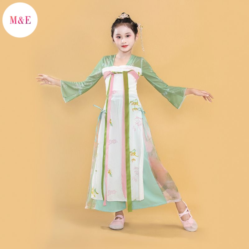 Đầm Hán Phục Biểu Diễn Múa Quạt Phong Cách Trung Hoa Cổ Điển Thanh Lịch Cho Bé Gái 2023 48 Giờ