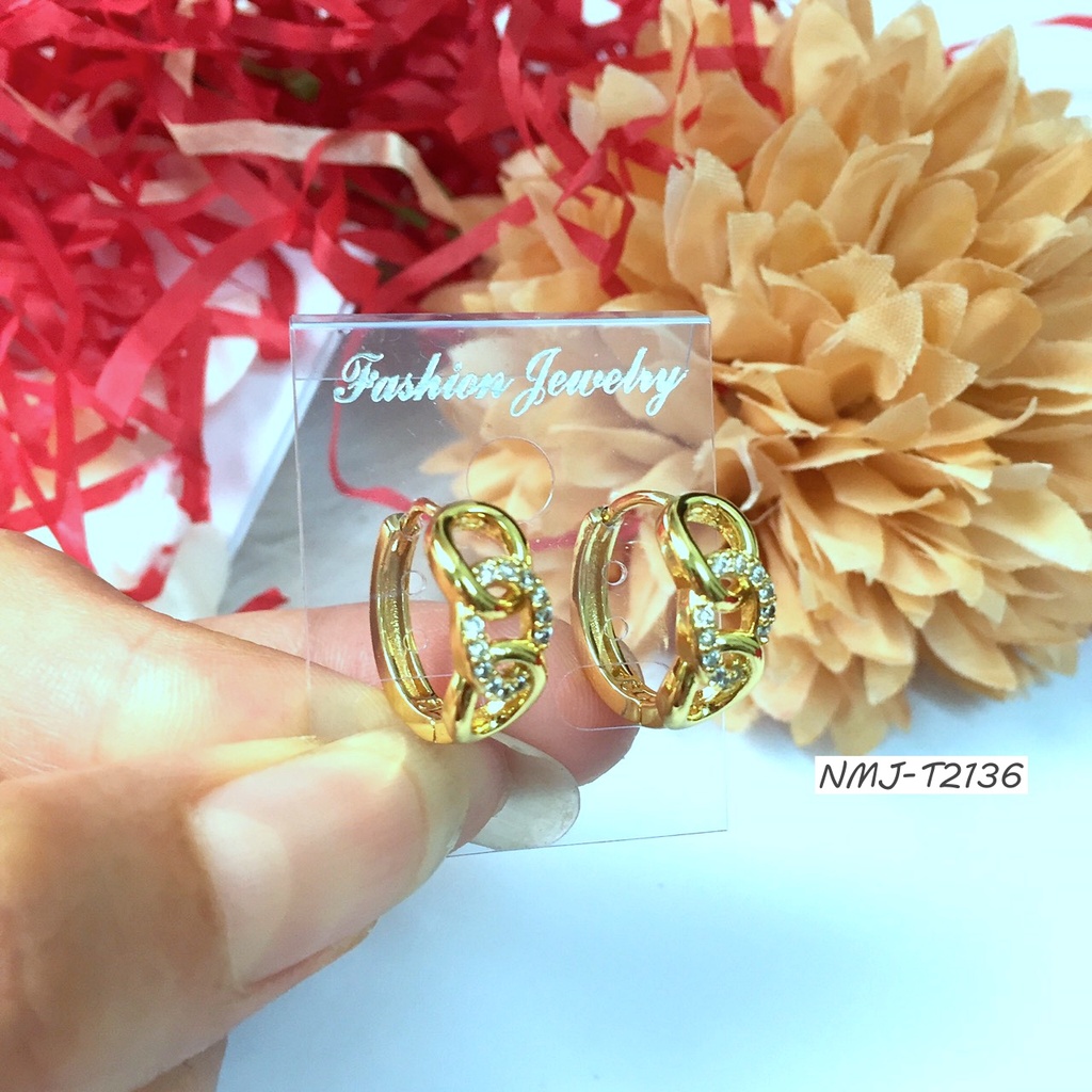 Khuyên Tai tròn Mạ Vàng T2136 Bền Màu Cho nữ