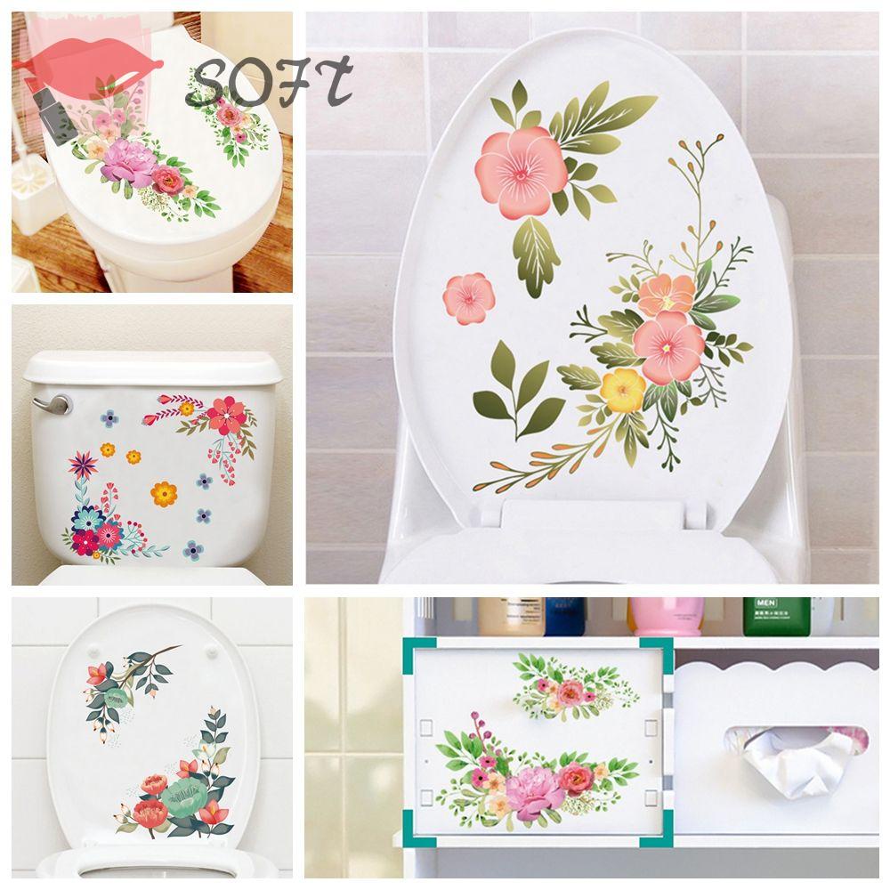 Sticker Dán Toilet Tự Dính Họa Tiết Hoa Sáng Tạo